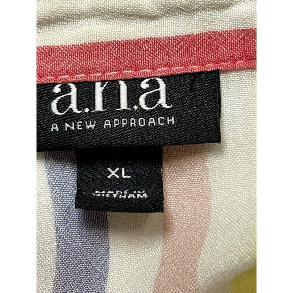 a.n.a Striped Long Sleeve Rayon Button Up Front Pocket Women’s Top XL - Picture 4 of 7
